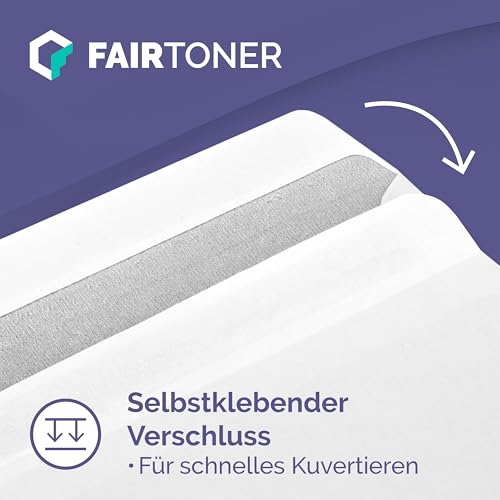 FairToner Briefumschlag DIN Lang Selbstklebend, (100 Stück) mit Innendruck in Folienpackung-eingeschweißt, weiß ohne Fenster
