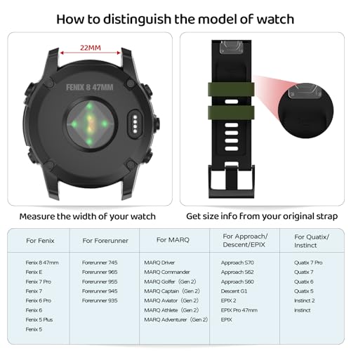 U-LIMVE Watch Strap for Garmin Fenix 8 47mm/Epix Pro 47mm, 22mm Silicone QuickFit Bands for Forerunner 965/955/945/935/745 - Image 2