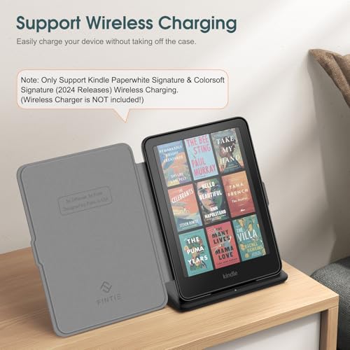 Image of Fintie Case for 7 inch All-New Kindle Paperwhite (12th Generation, 2024) and Kindle Colorsoft Signature Edition - Slim Lightweight Shell PU Leather Protective Cover with Auto Sleep /Wake, Gray