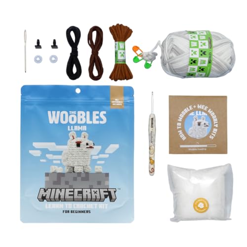 Image of The Woobles Minecraft Crochet Kit - Beginner Crochet Kit for Adults and Young crafters, Easy Knitting Kit with Woobles Yarn, DIY Crafts, Crochet Animals, Minecrafts, Gift for Gamers & Crafters (Llama)