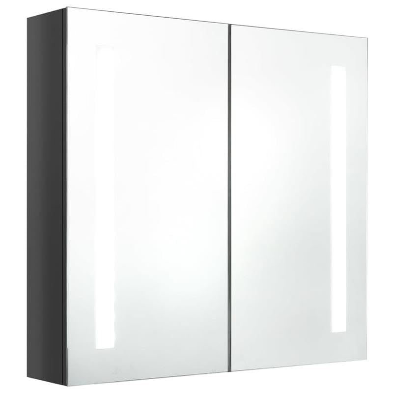 Eleganz Armoire de salle de bain à miroir - Gris brillant - 62 x 14 x 60 cm - MDF avec revêtement en résine mélamine et verre - Armoire de salle de bain...