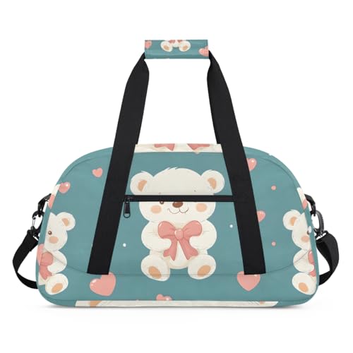 Cute Animal Bear Gym Travel Duffle Bag for Boys - Gymnastics Sports Dance Bag with Front Zipper Pocket for School Practice or Overnight Travel Weekender Sleepover Tote Bag Bear Print2