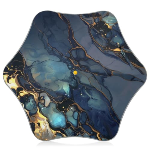 Parapluie de qualité supérieure marbre bleu et or pour enfants avec toile UV