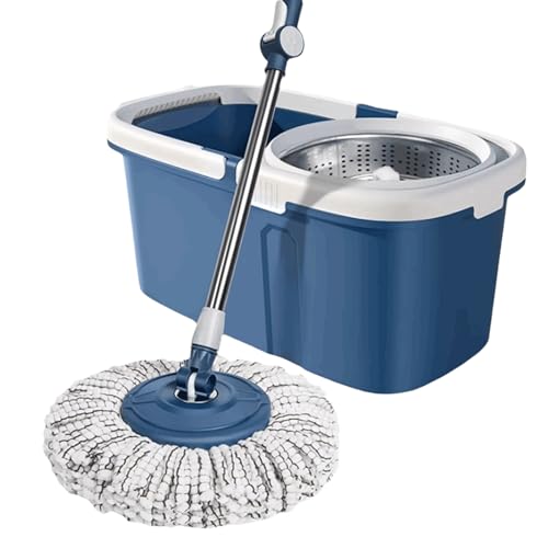 SUREK Reutilizable Fregona portátil de Acero Inoxidable con 2 Cabezales, fregona versátil y Cubo, fregona de Limpieza retráctil para Limpieza de Suelos Desmontable