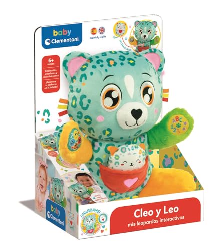 Miniatura 2 de Clementoni - Cleo y Leo Leopardos Interactivos, Peluche Interactivo para Bebés, Educativo, Multisensorial y Musical, A Partir de 6 Meses, Fabricado en Italia, 55555