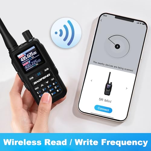 Image of BAOFENG UV-5R Mini Two Way Radio BF-5R Mini Walkie Talkie Wireless Power Adjustable Tiny Size Frequency Copy 999 Channels Type-C Four Colors Portable Ham with 771 Antenna and Headset(2 Pack) (Black)