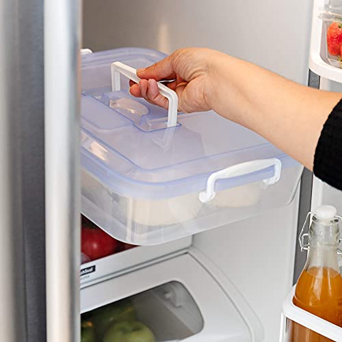 Chef Pomodoro Pizza Dough Proofing Box, 14 X 11-Inch, Pizza Dough Container, Fits 4-6 Dough Balls, Household Pizza Dough Tray With Convenient Carry Handle (Blue) #TOP7