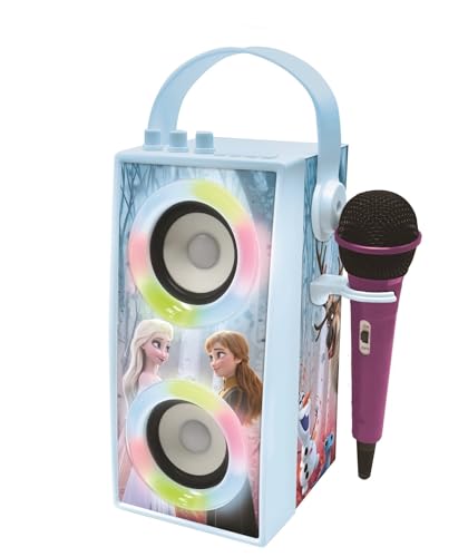 Lexibook - Disney La Reine des Neiges - Enceinte Portable Bluetooth Lumineuse avec Micro, karaoké, Effets Lumineux, sans-Fil, USB, Carte SD, Batterie Rechargeable,...