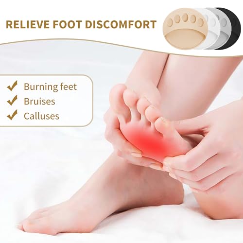 Image of 4 Pairs Honeycomb Fabric Forefoot Pads Women High Heels Invisible Socks High Heel Comfort Pads for Relieving Foot (Black Beige Gray White)