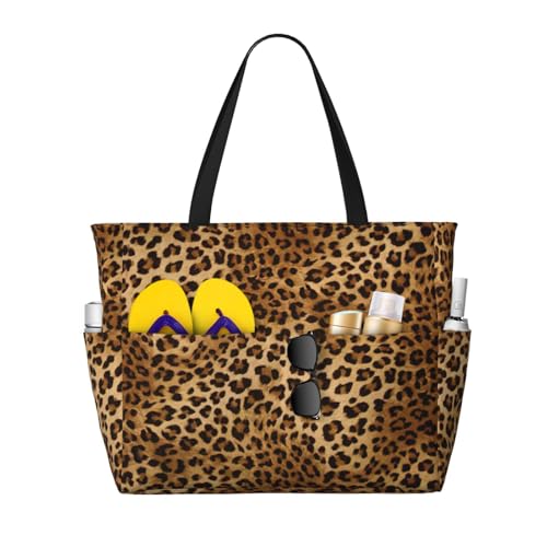 Bolsa de playa grande de leopardo 17.7x15x6.7 pulgadas
