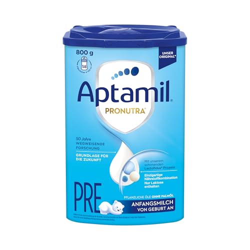 Aptamil Pronutra PRE – Anfangsmilch von Geburt an, Mit DHA, Nur Laktose, Ohne Palmöl, Babynahrung, Milchpulver, 1x 800 g
