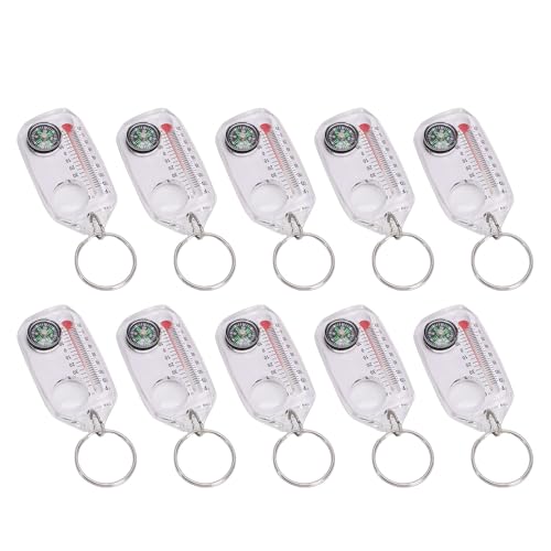 Termómetro brújula con llavero 10 piezas portátil blanco ABS miniatura 3