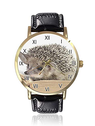 Cute Hedgehogs Read Book Funny Animal Fashion Simple Men Women Watches Casual Waterproof Quartz Watches Classic Business Leather Wrist Watch