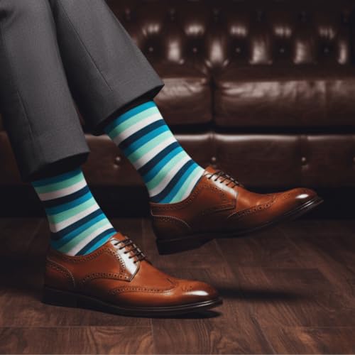 Image of DYNAMOCKS Men's and Women's Combed Cotton Stripes Crew Length Socks (Pack of 4) (Multicolour, Free Size)