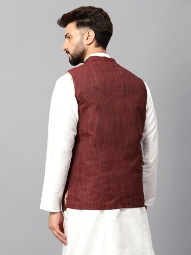 Image of LATEST CHIKAN Men's Traditional Cotton Solid Nehru Jacket /Waistcoat