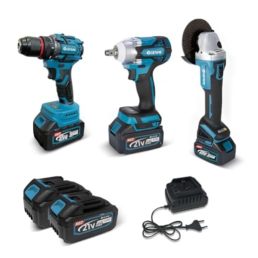 Brushless Parafusadeira Furadeira e Parafusadeira Chave de Impacto Esmerilhadeira Lixadeira Kit de Ferramentas Completa 3 em 1 Kit Multiferramenta 2 Bateria 21v Furadeira Parafusadeira 110V 220V GN447