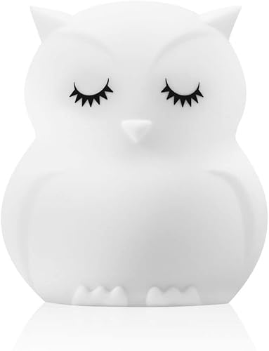 Lumipets Luz nocturna de animales para niños, búho junior, lámpara de goma de silicona suave y segura, colores relajantes, portátil, fácil control
