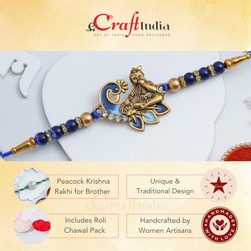 Image of eCraftIndia Lord Ganesha Bracelet Rakhi for Brother With Gift Combo Set | Single Rakhi Bracelet for Brother Bhai Bhaiya Bhabhi | Beads Bracelet for Man | Best Bro Ever Fridge Magnet