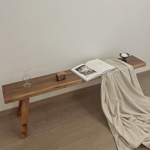 Farmhouse - Banco de comedor de madera maciza para interiores, sin brazos, altura corta, estilo asiático, perfecto para sala de estar, pasillo, entrada (62 x 10.2 x 17.7 pulgadas)