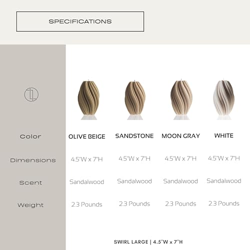 LAWA Swirl Candle - Large Beautiful Handmade Pillar Scented Soy Wax Twirl Elegant Bubble Aesthetic Housewarming Gift Home Room Shelf Decor Idea Spiral Candle White (Medium) - Image 7