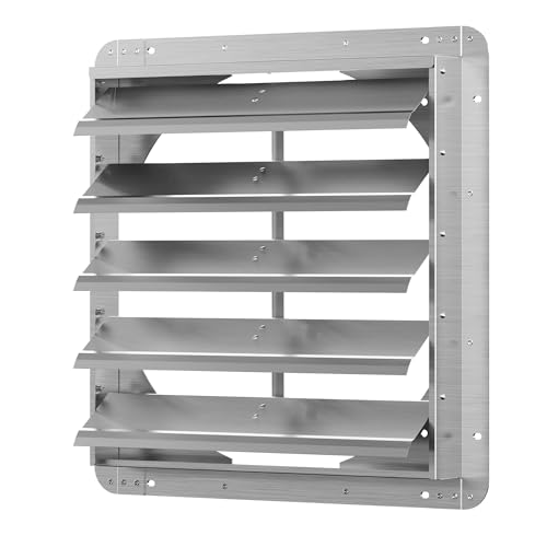 20 Inch Galvanized Shutter Exhaust Louver Vent, Automatic Gravity Shutter Louver Vent for Home Attics, Workshops, Barn, Greenhouse (Motor&Blades are not Included)