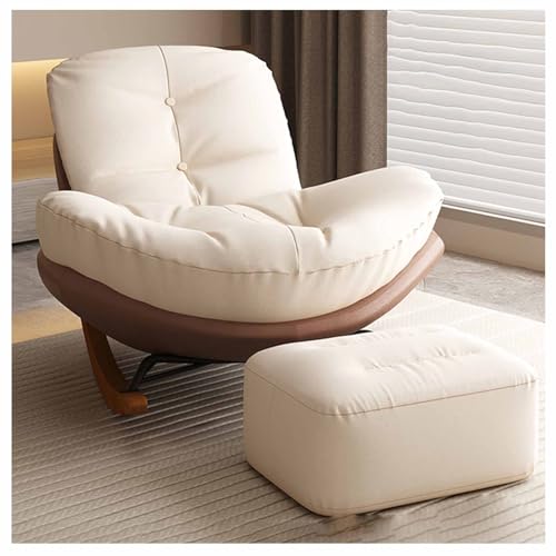 Moderna mecedora para guardería con otomana cómoda tapizada para espacios pequeños, sala de estar, sofá reclinable (rosa)