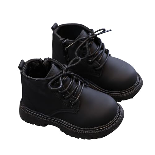 IWIHMIV Girls Ankle Boots Non Slip Lace Up Short Boots Outdoor Comfortable Slip on Platform Booties for Toddler2