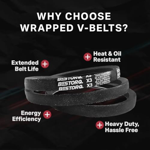 Image of BESTORQ A36 or 4L380 V-Belt, Classic Wrapped Rubber X3 V-Belt, Black, 38 inch Outside Circumference x .51 inch Width x .34 inch Height, Pack of 1