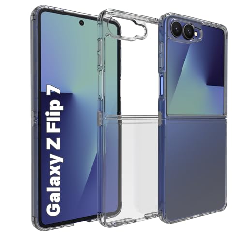 Image of RIGGEAR Shockproof Clear Hybrid Armor Back Cover Case Compatible with Samsung Galaxy Z Flip 7 (Transparent PC with TPU Bumper)