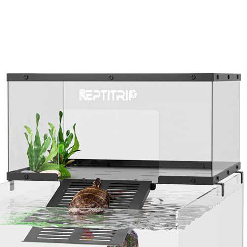 Turtle Basking Platform & Dock - Stainless Steel Turtle Ramp, Non-Slip Surface - Fits 18-20 Inch Wide Tanks, 40/50//59/65/75/90/100/125/150 Gallon Aquariums