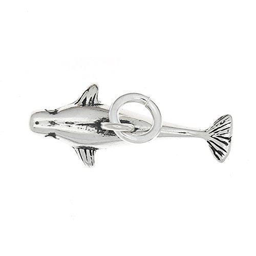 LGU Sterling Silver Oxidized 3D Small Beluga Whale Charm