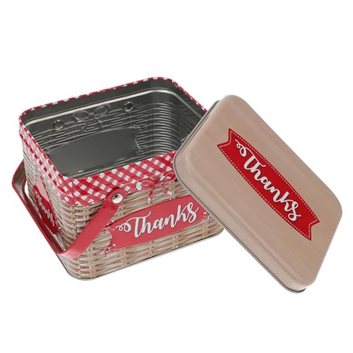 Cabilock 1Pc Creative Cookie Jar with Handle Unique Tinplate Candy Box for Storing Cookies Treats Decorative Practical Present for Birthdays Weddings Safe Tinplate Material with Lid