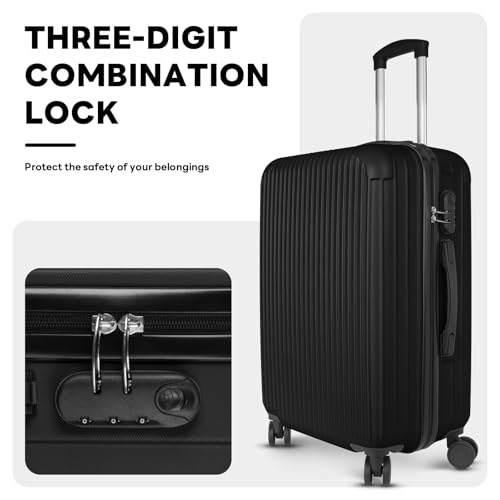 4-Piece Hardshell Luggage Set – Lightweight Spinner Suitcases with 3-Digit Combination Lock, Durable Travel Suitcases for Carry-On and Checked Luggage4