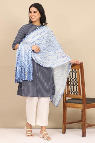 Image of Aurelia Women's White Floral Printed Pure Cotton Stole