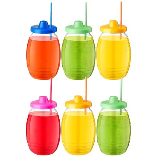 Mini Plastic Barrel (Vitroleros) with Straw and Lid (16 oz., 6-Pack)