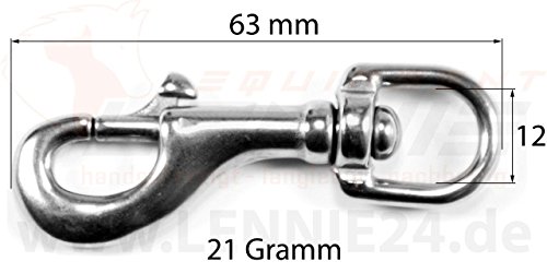 LENNIE Ruckdämpfer/elastisches Gurtband/Verschiedene Größen/Hunde-Leinen-Adapter [15 mm, Edelstahl]