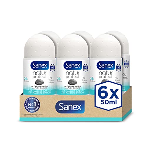 Sanex Natur Protect Deodorant Roll-On, 6 Stück x 50 ml, 24H-Schutz gegen schlechten Geruch, mit Aluminiumstein, 0% Alkohol, frei von Allergenen und Farbstoffen, Antitranspirant, Anti-weiße Flecken Sanex Natur Protect Deodorant Roll-On, 6 Stück x 50 ml, 24H-Schutz gegen schlechten Geruch, mit Aluminiumstein, 0% Alkohol, frei von Allergenen und Farbstoffen, Antitranspirant, Anti-weiße Flecken