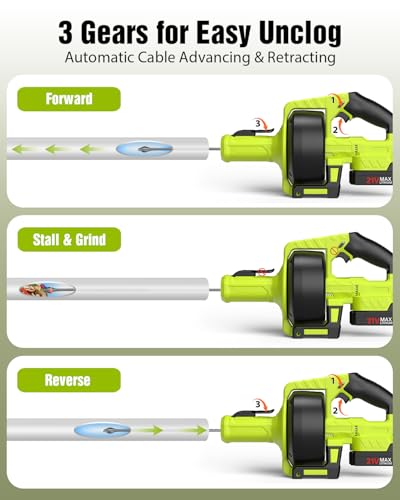 Ublue 21V Cordless Electric Drain Auger, 25Ft Auto-Feed Snake for Sink - image 8