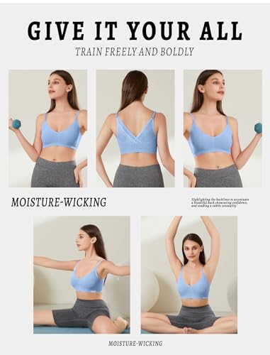 Image of Livona Lace Bralette for Women - Comfort Sports Bra Wireless Padded Bralette with Support Workout Tops Cami Crop S-XXL