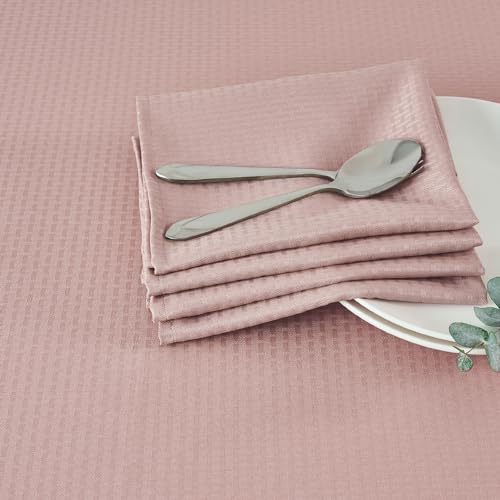 Image of maxmill Cloth Napkins Weaved Texture Pattern Soft Comfortable and Luxury Serviette for Restaurant Family Dinners Weddings Parties and Banquets Set of 4 Pieces, 20 x 20 Inch Pale Blush