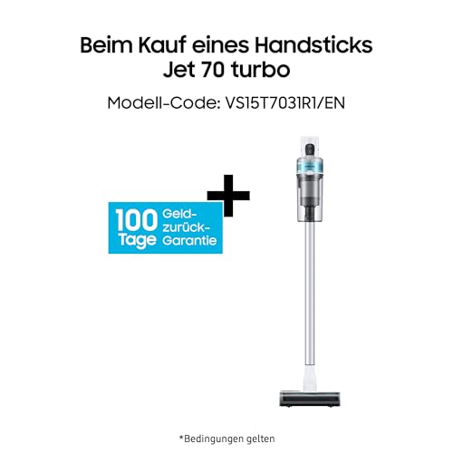 Samsung Jet 70 turbo VS15T7031R1/EN, Akku-Handstaubsauger, kabellos, beutellos, max. 150 W, wechselbarer 21.6V Li-Ion Akku, 0,8 Liter, Airborne Mint