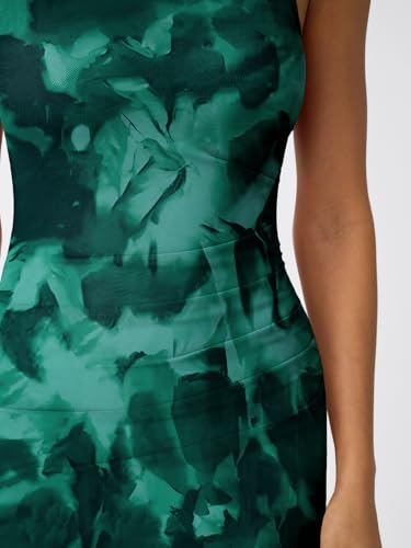 Image of Trendy Queen Bodycon Maxi Dress Womens Sleeveless Floral Print Fitted Party Club Ruched Dresses with Side Slit
