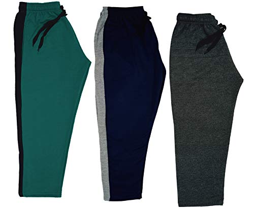 Image of IndiWeaves Kids - Unisex Girls and Boys Fleece Warm Lowers Track Pants for Winters (361220708; Dark Grey; Navy Blue; Green; 4-5 Years) Pack of 3
