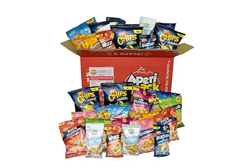 APERIBOX CLASSIC 30 - Scatola regalo con Snack salati, patatine e frutta secca, per aperitivo fai da te o gadget compleanno bambini