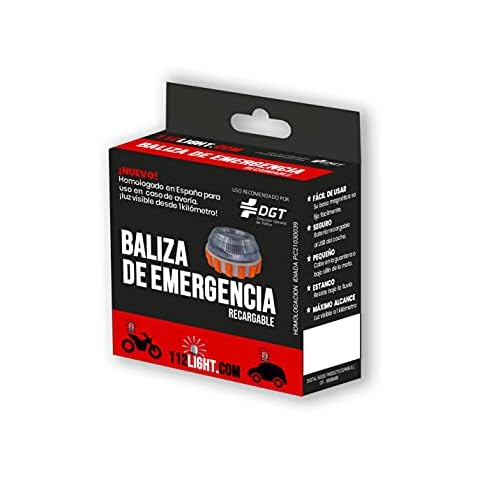 Luz de Emergencia v16 Homologada DGT con Batería Recargable y Cable USB incluído Cover