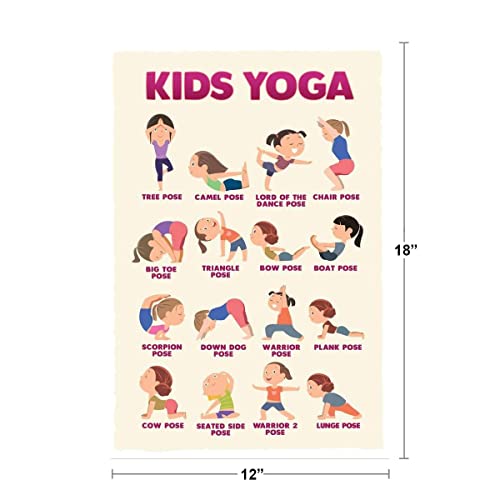 Image of Kids Yoga Poster Kid Chakra With Poses For Children Exercise Posters Activities Cool Wall Art Print Poster 12x18