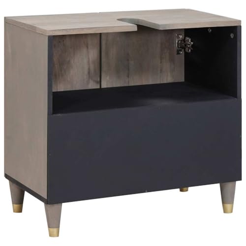 Armario para lavabo de madera maciza de mango con botones de latón 7