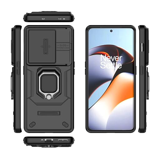 Image of SHINESTAR Tough Armor OnePlus 11R 5G Bumper Back Case Cover | Ring Holder & Sliding Camera Shield Cover | 360 Degree Protection Back Case Cover for OnePlus 11R 5G (Black)