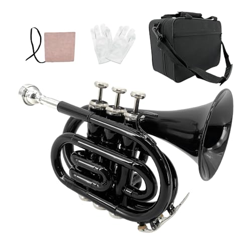 ModouString - Trompeta de bolsillo con funda, boquilla, paño de limpieza, instrumentos musicales de...