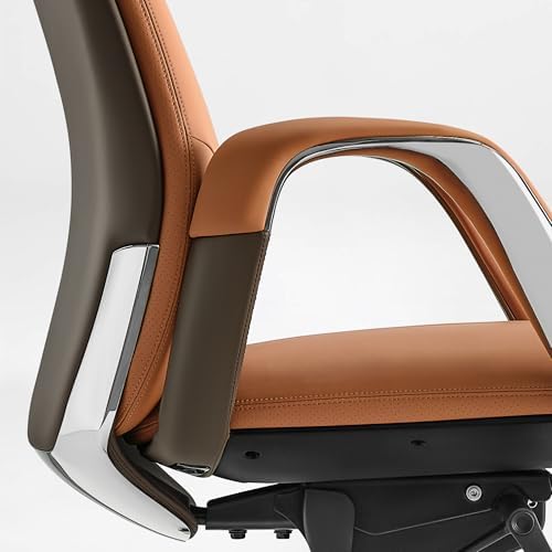 EUREKA ERGONOMIC Serene Executive Office Chair Genuine Leather Office Chair, Modern Executive Chair 135° Back Support Comfy Desk Chair with Arms & Aluminum Base for Home-Brown - Thumbnail 4